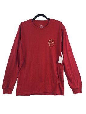 Huk Mens Scarlet Blaze Long Sleeve Graphic T-Shirt Sz L Performance Fishing Logo
